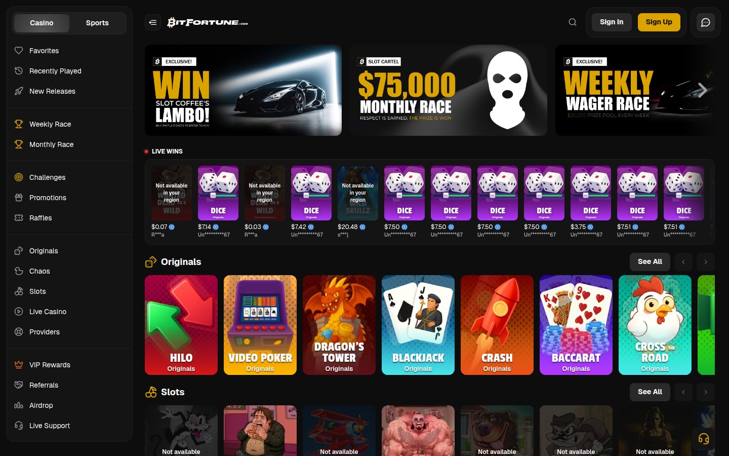 BitFortune Casino desktop preview
