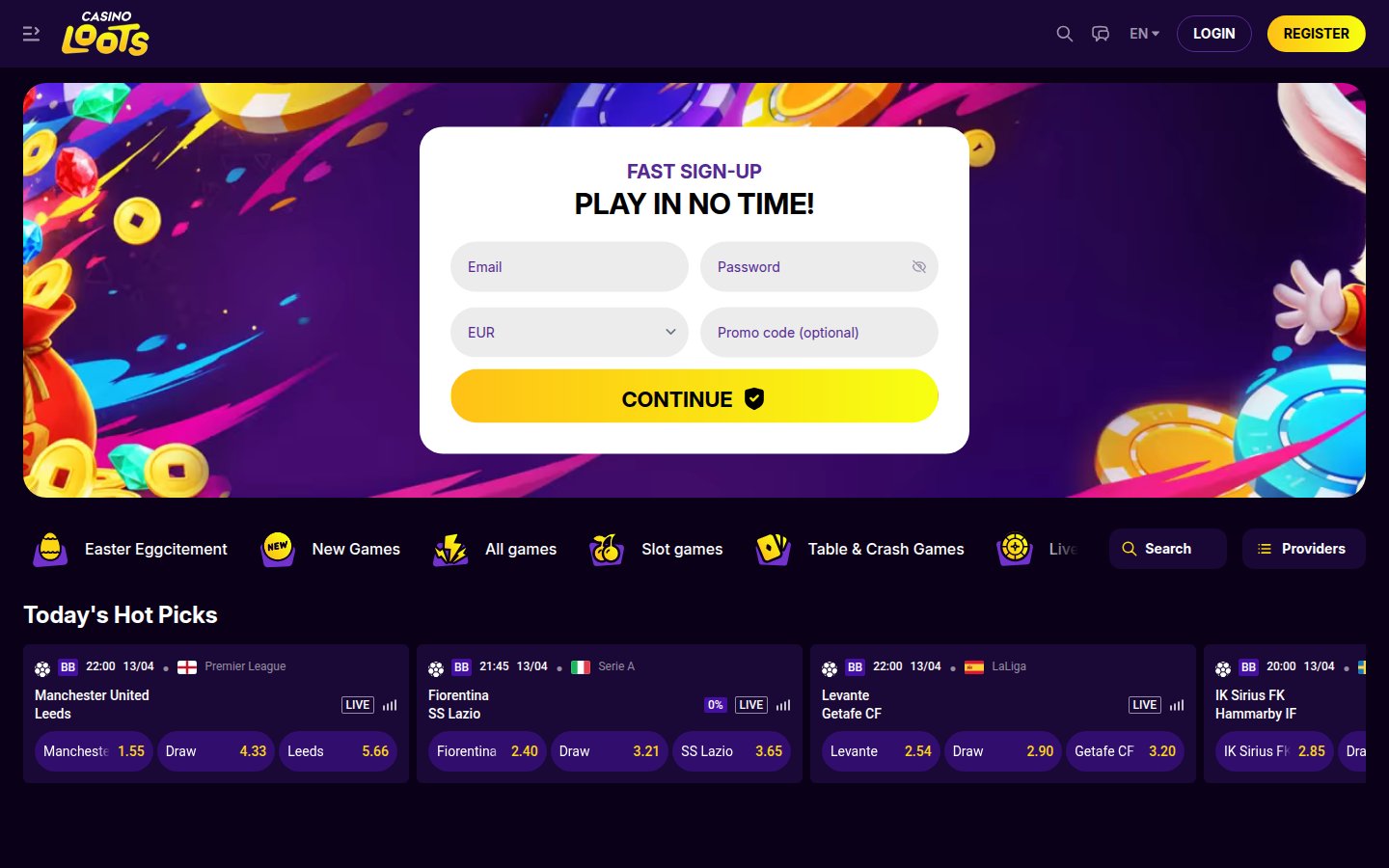 Casinoloots Casino desktop preview