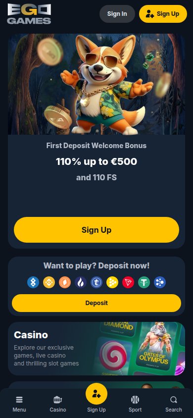 EgoGames Casino mobile preview