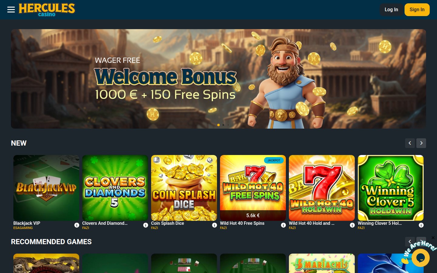Hercules Casino desktop preview