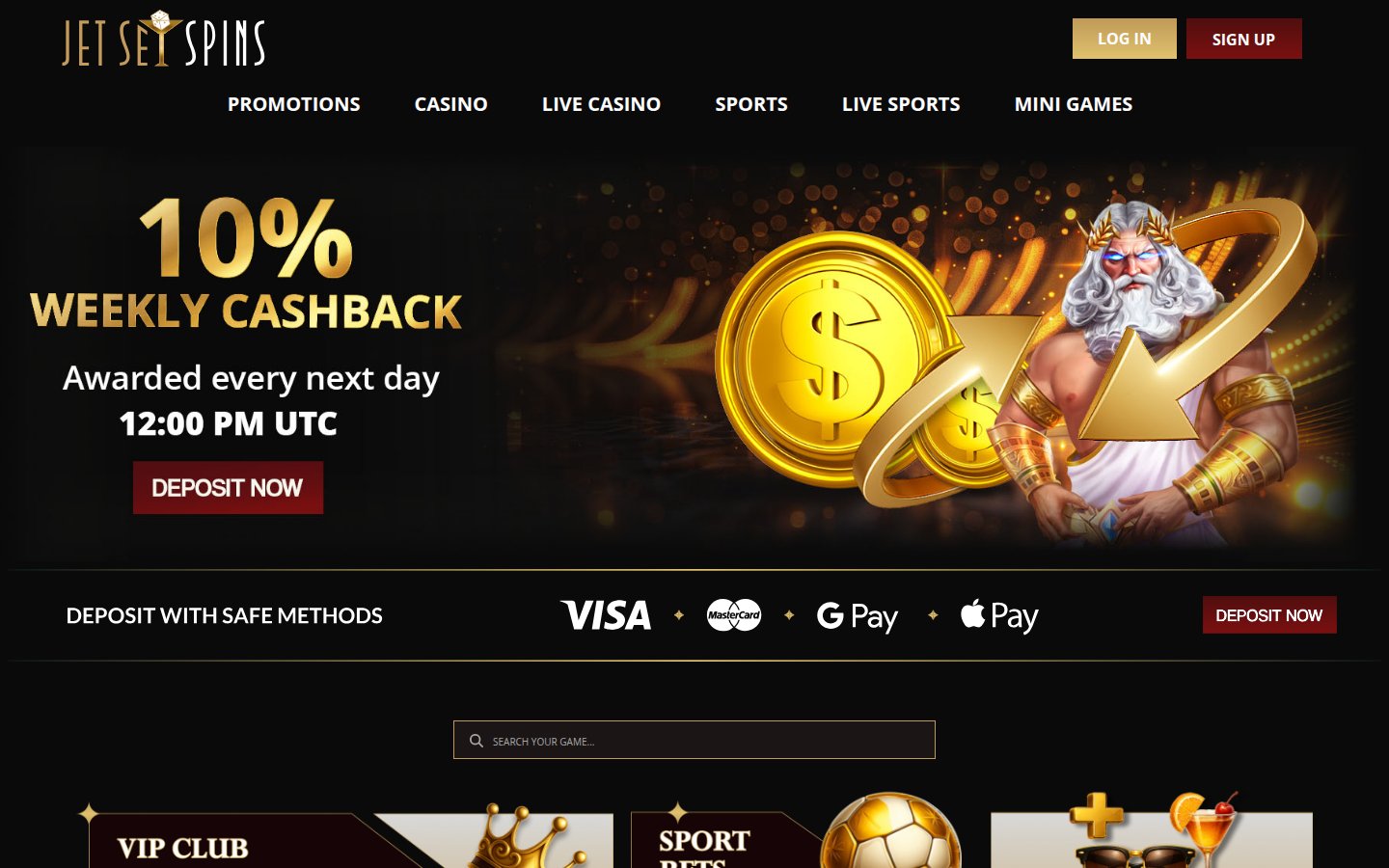 JetSetSpins Casino desktop preview