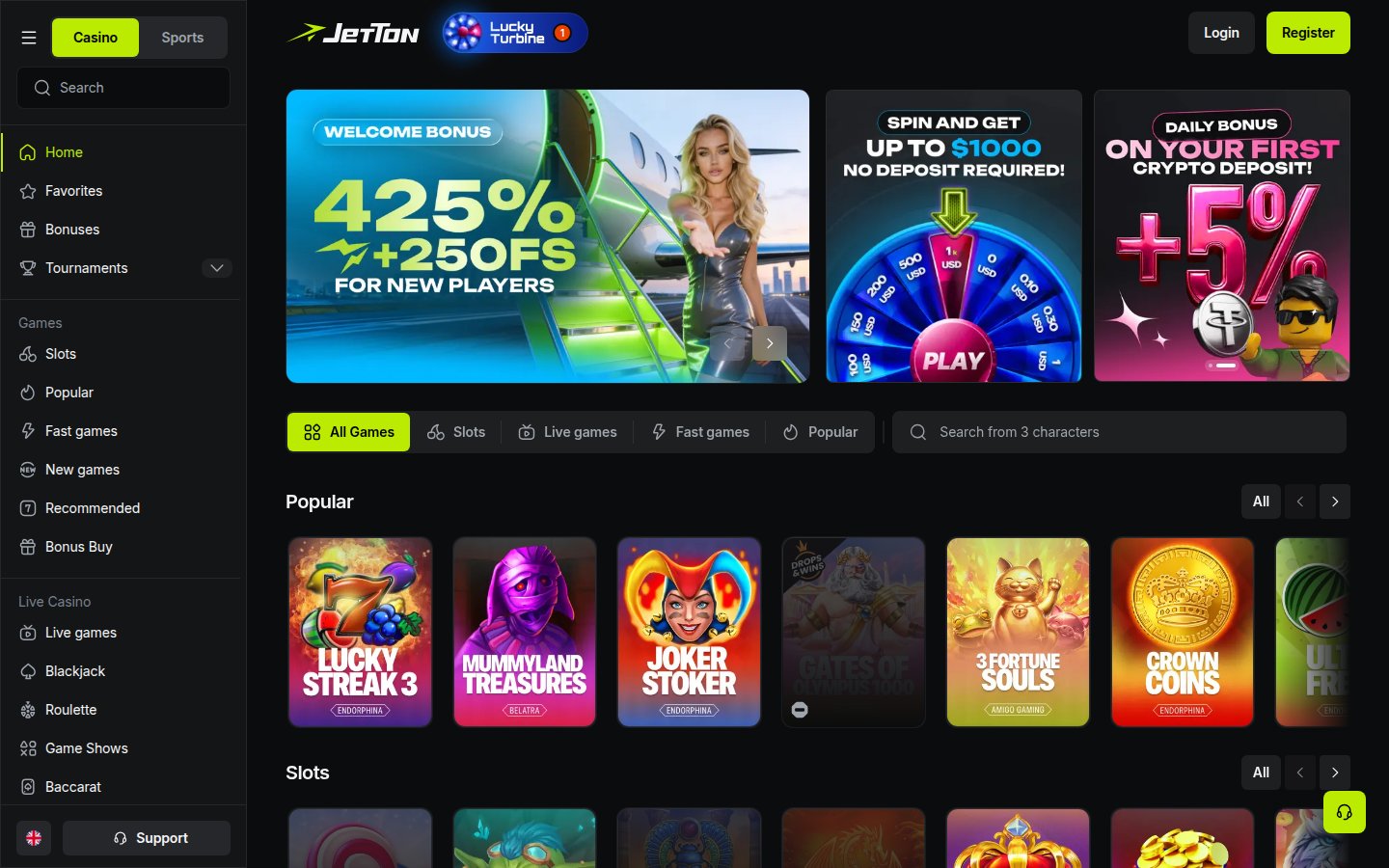 JetTon Casino desktop preview