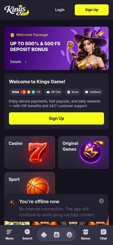 Kings Game Casino mobile preview