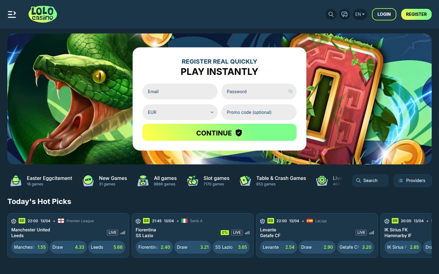 Lolo Casino desktop preview