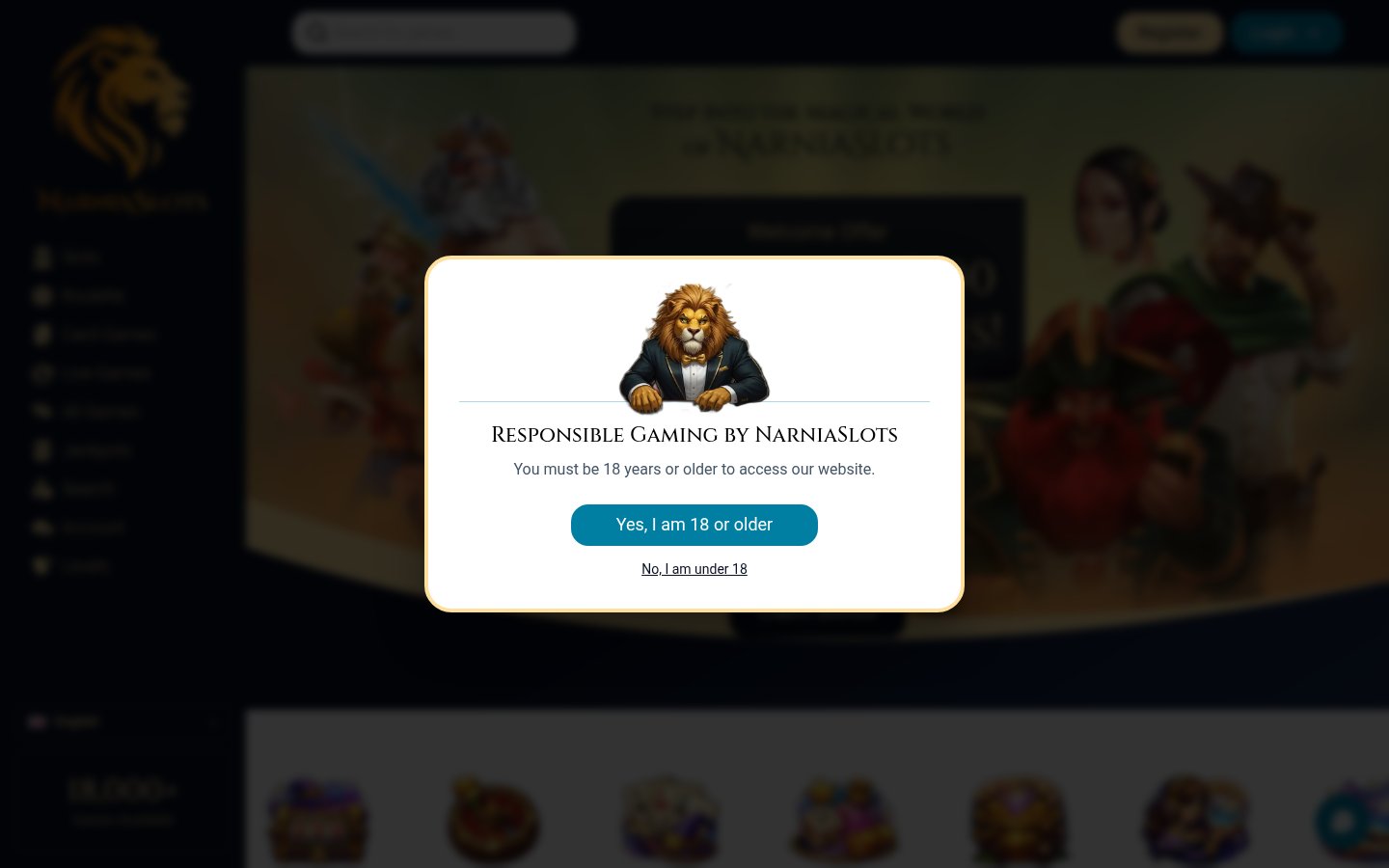 NarniaSlots Casino desktop preview