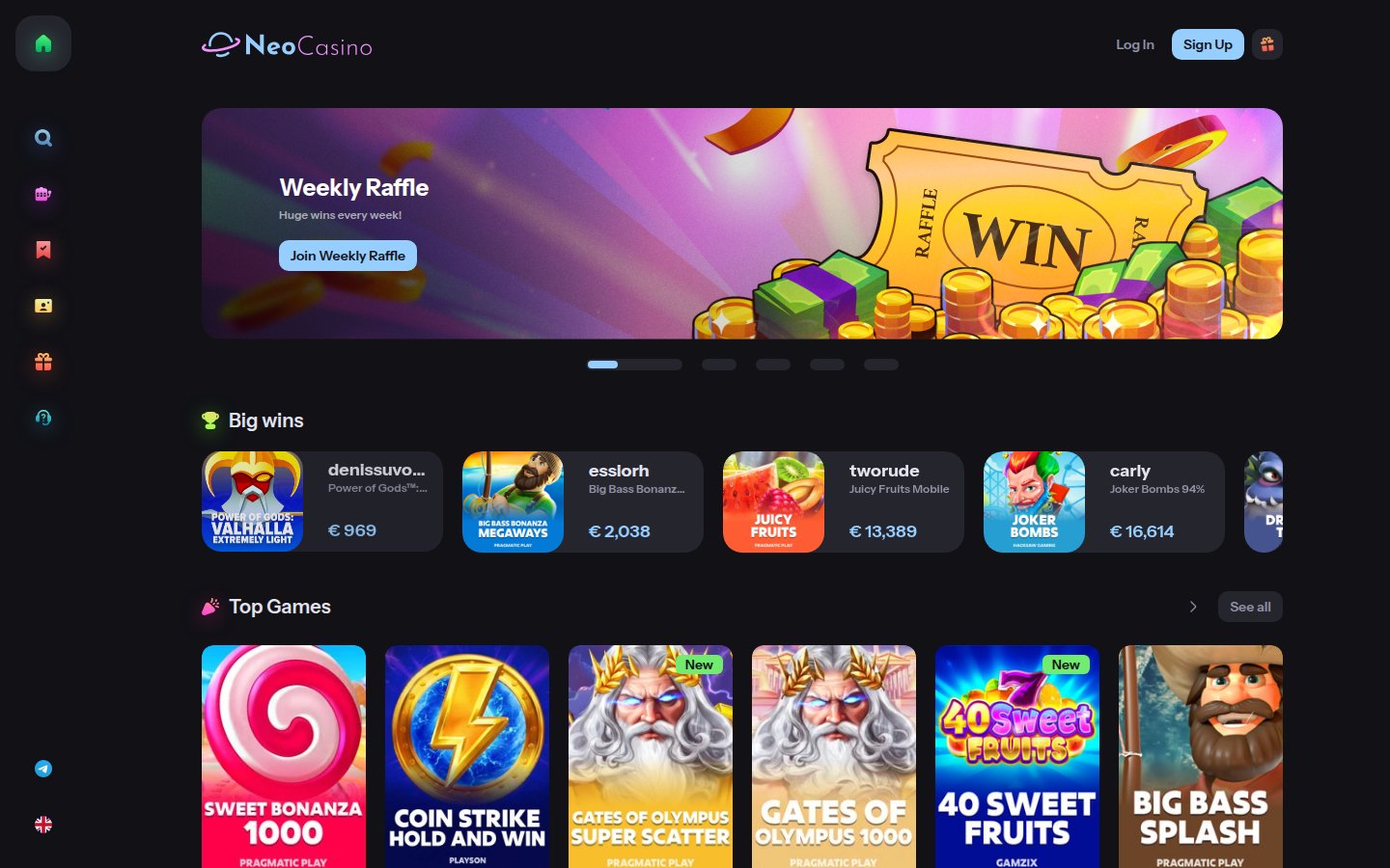 NeoCasino desktop preview