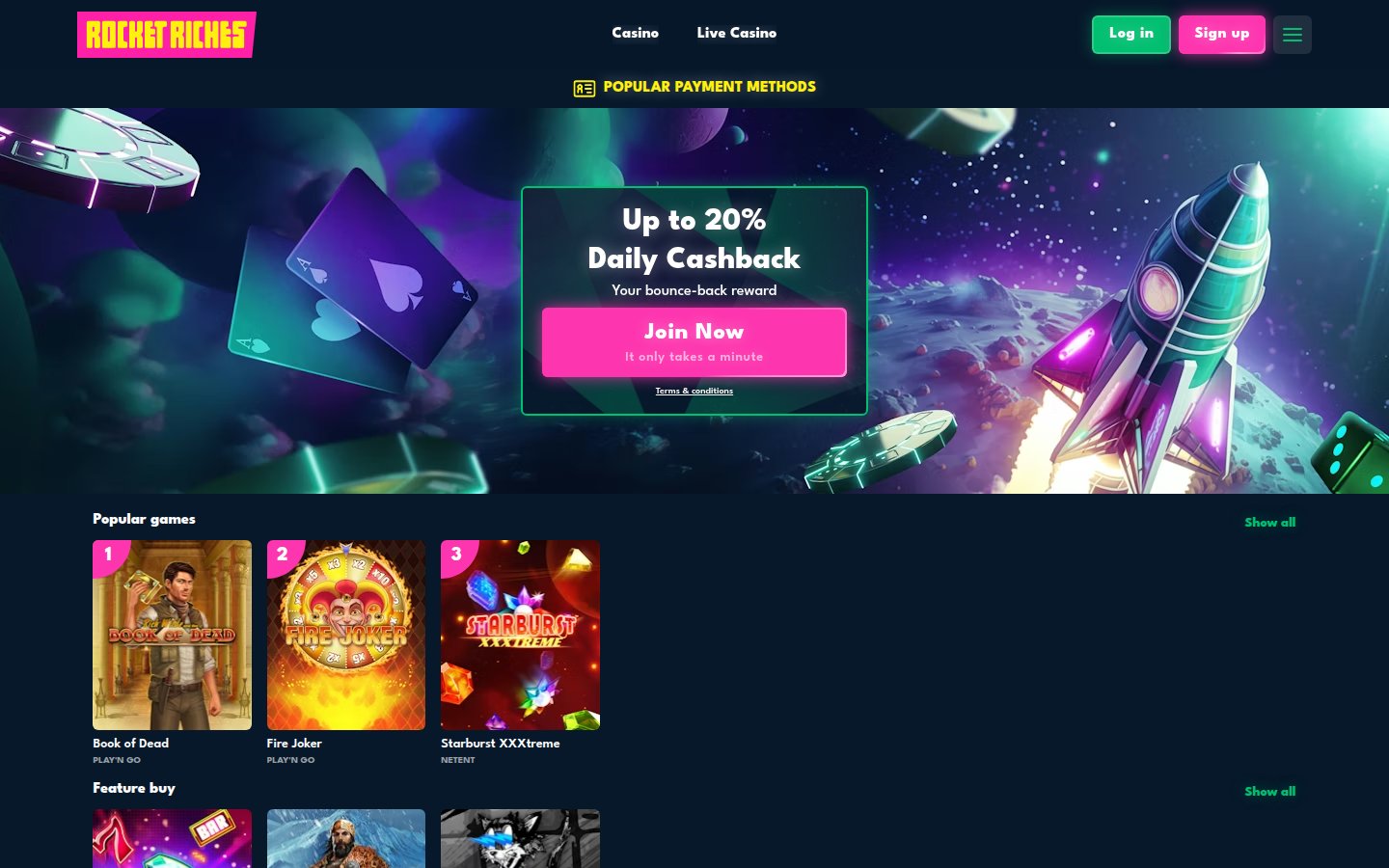 Rocket Riches Casino desktop preview