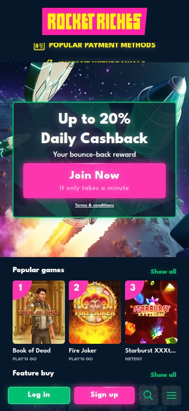 Rocket Riches Casino mobile preview