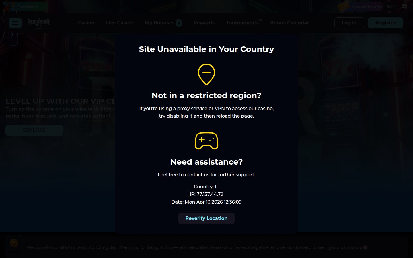 RockstarWin Casino desktop preview