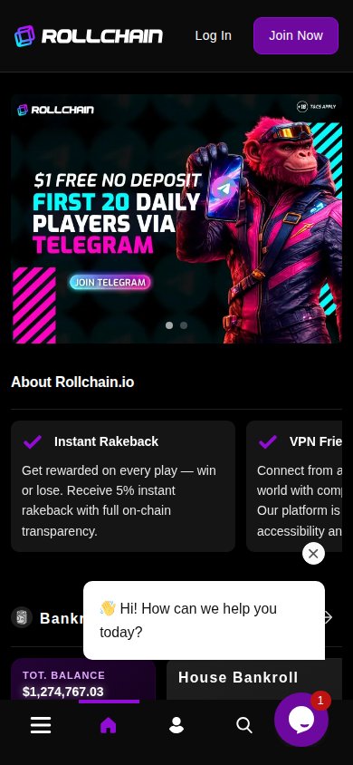 Rollchain Casino mobile preview