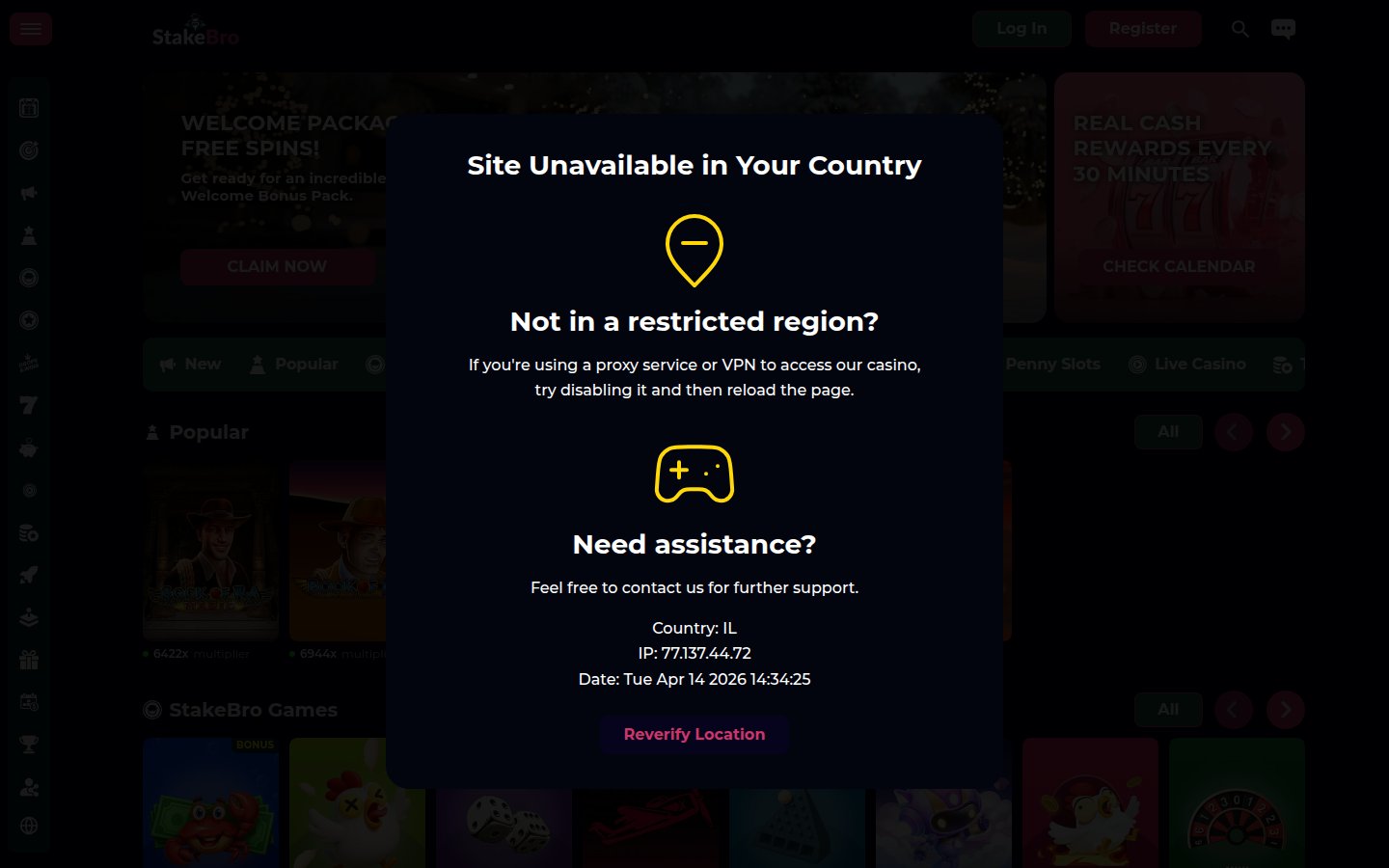 StakeBro Casino desktop preview