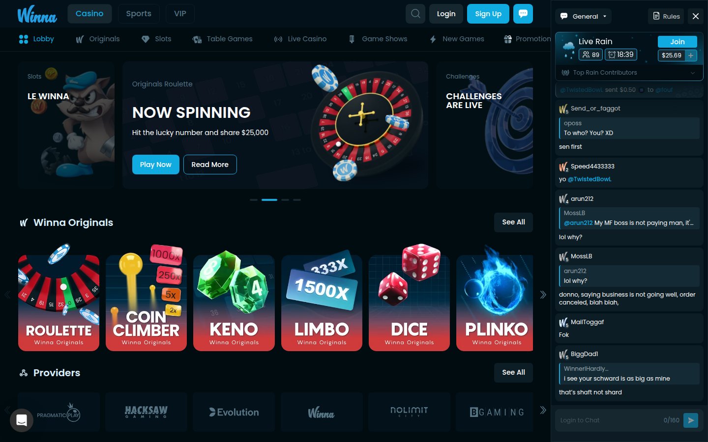 Winna Casino desktop preview
